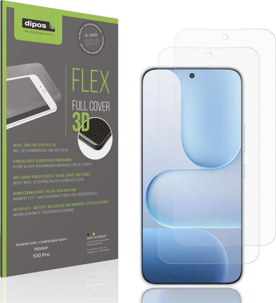 2x Full Cover Schutzfolie matt für Honor 500 Pro Panzerfolie Anti-Shock