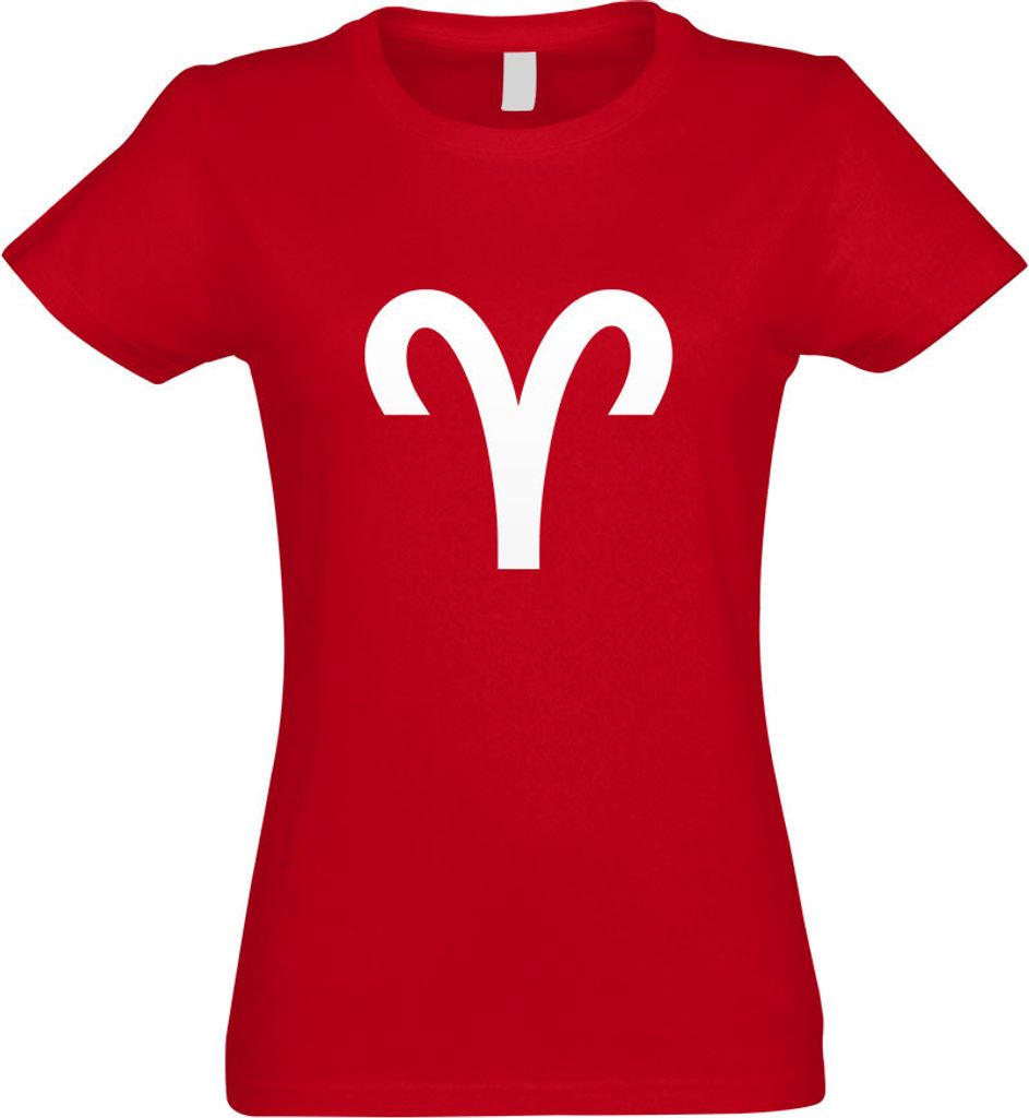 Kiwistar - T-Shirt tailliert - Damen - rot - Widder Sternzeichen - mit Motiv Bedruckt - Funshirt Design - Sport - Freizeit - Damen - L