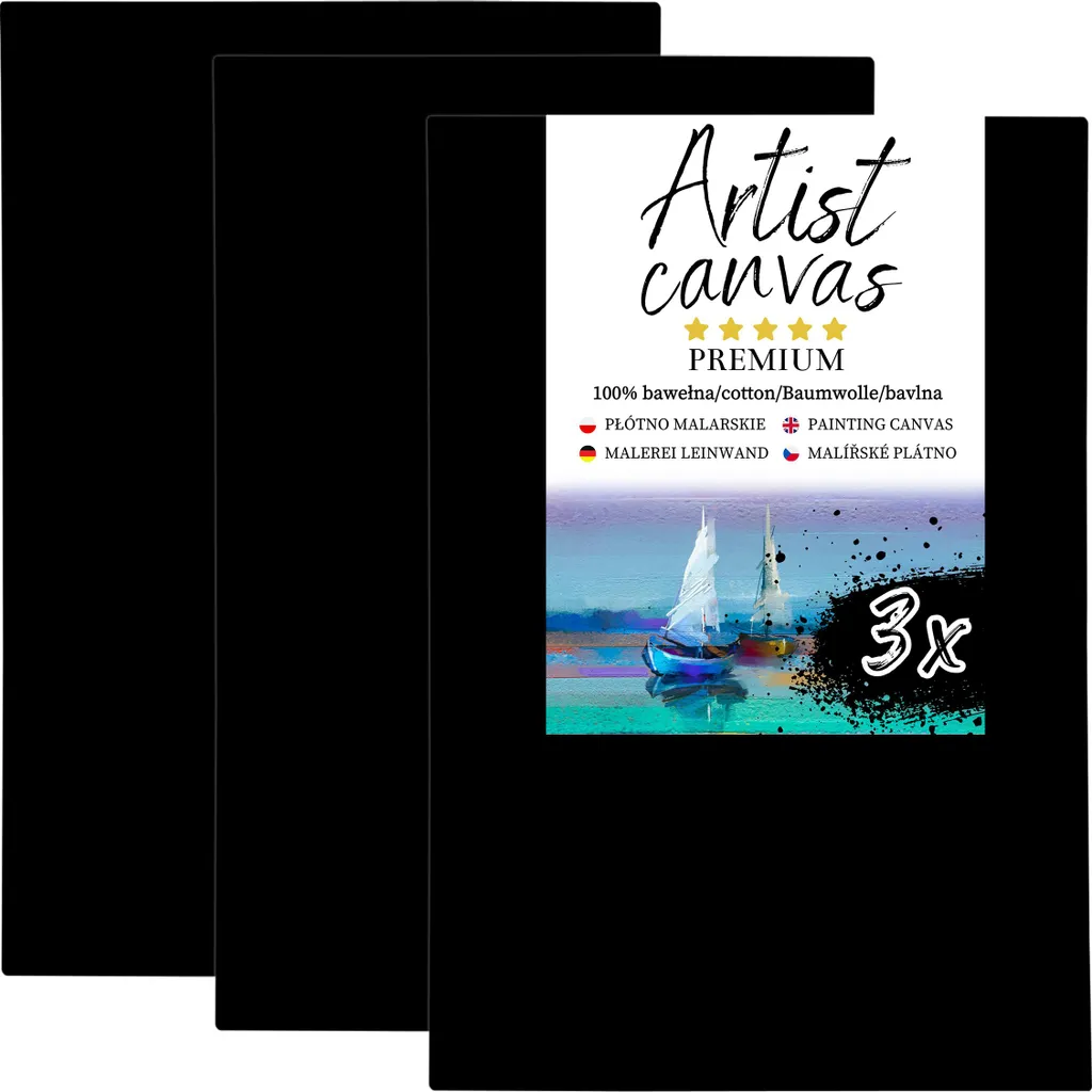 Stock 3 Tele Nere 80x100 per Pittori | Cotone 330g - Prezzo Ingrosso