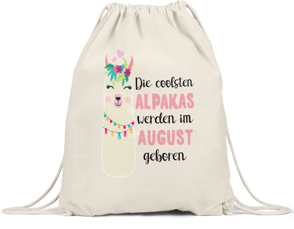 Die Coolsten Alpakas Werden im August Geboren Turnbeutel Gymsack Wunschmonat Geschenkidee Geburtstag
