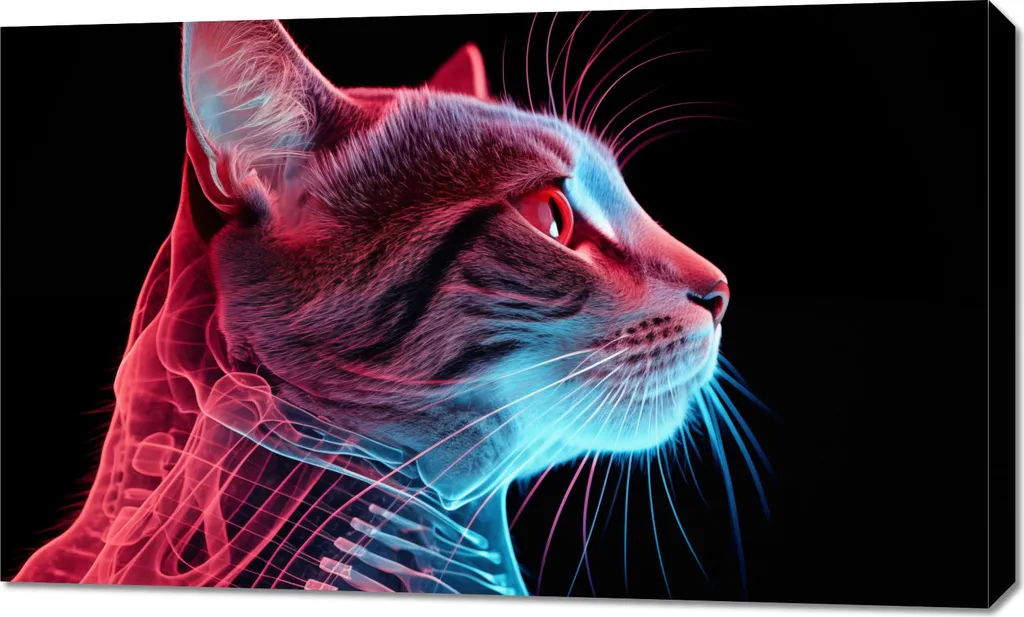 Tableau Chat Cybernétique 100x60 cm - Pour une Déco Originale et Unique