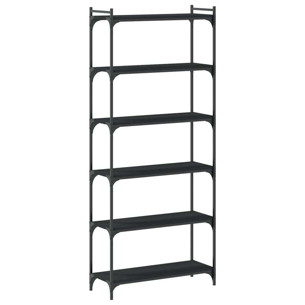 Bücherregal 6 Böden Schwarz 80x30x188 cm Holzwerkstoff Produktbild 