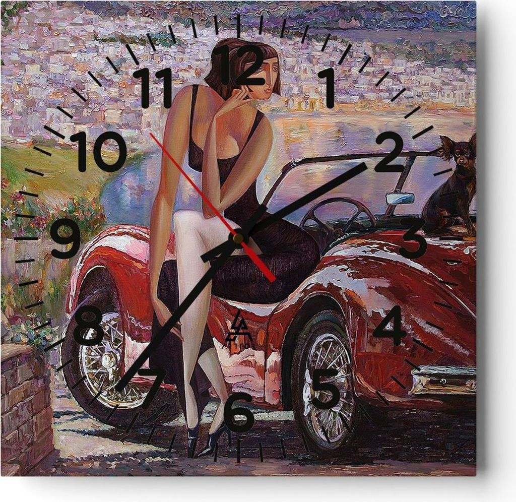 Wanduhr - Quadrat - Glasuhr - frau modern - 40x40cm - Produktbild 