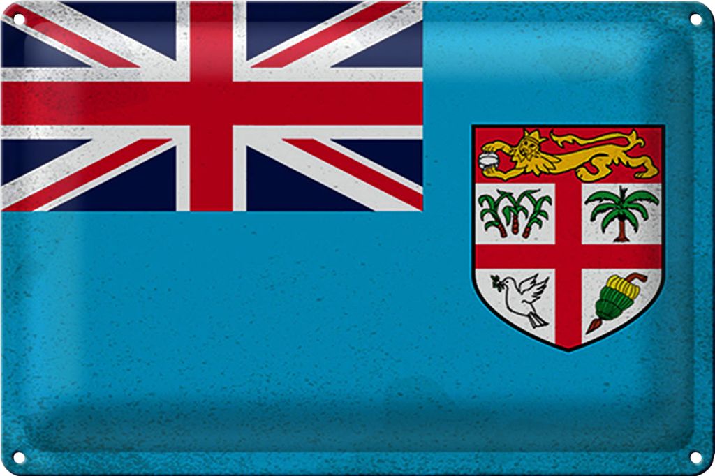 Blechschild Flagge Fidschi 18x12cm Flag of Fiji Vintage