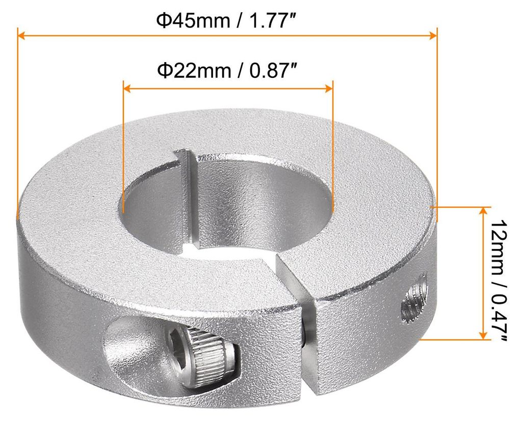 2Stk Geteilte Stellringe 22mm Bohrung 45mm AD 12mm Breite Aluminiumlegierung Tiefenanschlagringe fš¹r Rad Schubkarren Achsgetriebe Einheiten Masc...