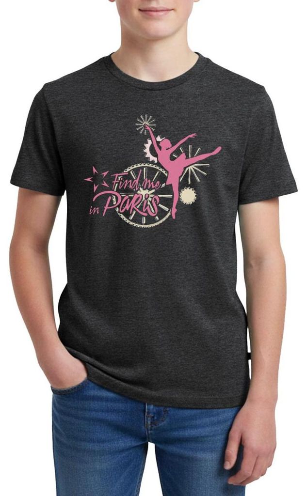 Spreadshirt Find me in Paris Logo rosa Teenager Premium T-Shirt, 158/164 (12 Jahre), Anthrazit meliert
