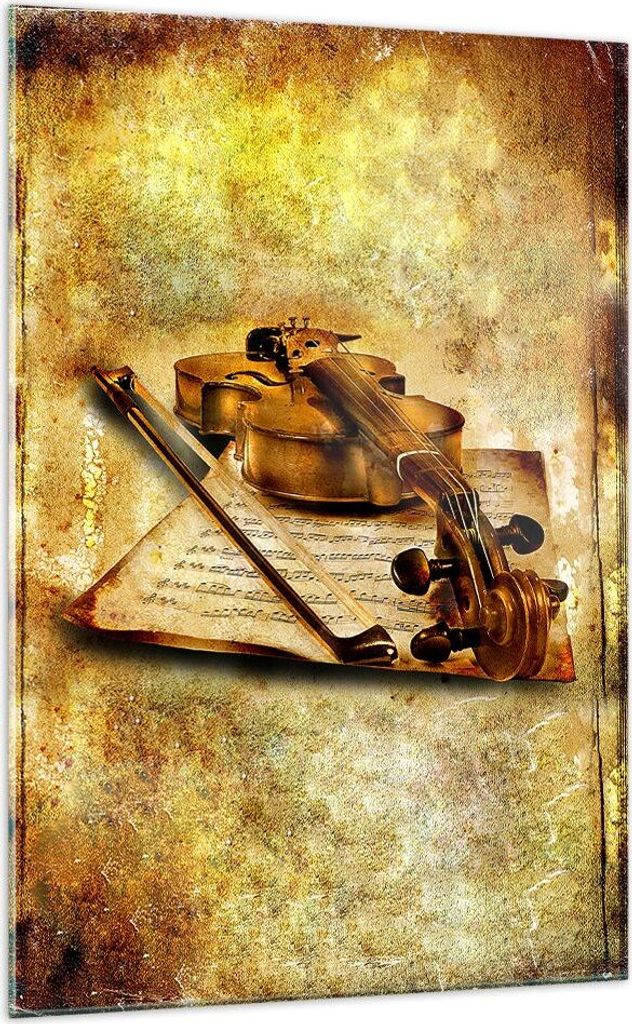 Bilder auf glas - Einteilig - Violine Instrument Notizen - 70x100cm - Glasbilder - Wandbilder - Bilder - Wanddekoration aus Glas - Glas Bilder - Wa...