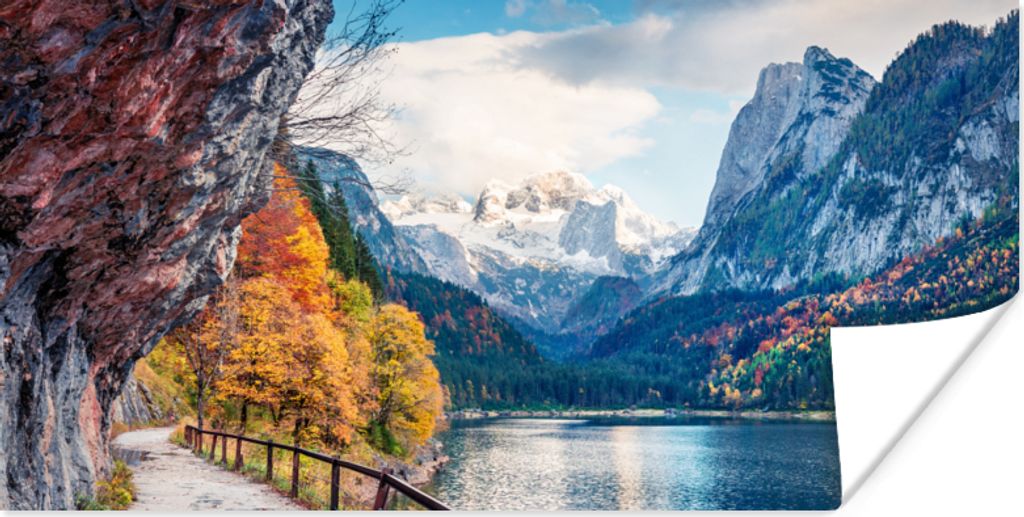 MuchoWow Poster Berge - See - Weg - Natur - Wasser 40x20 cm - Poster für die Wand - Poster Schlafzimmer