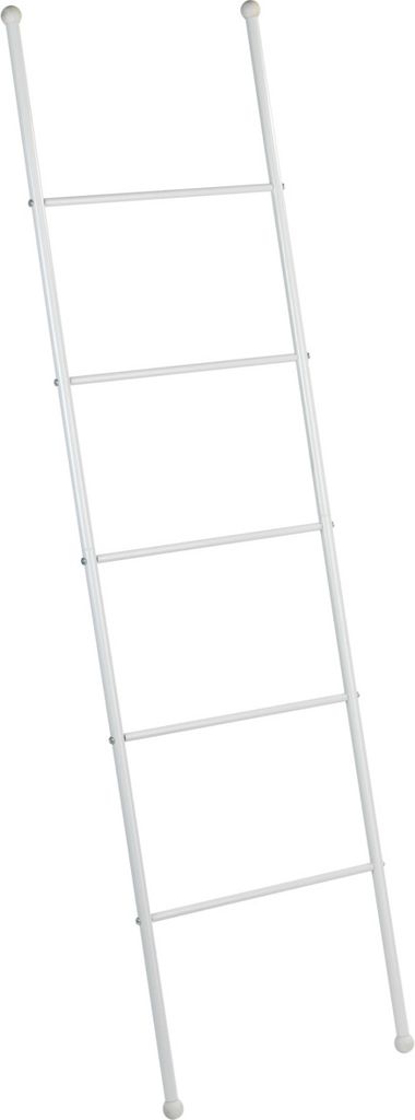 A white ladder-like rack with five horizontal bars, presented against a white background.