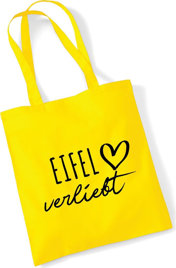 Huuraa Jutebeutel Eifel verliebt 10 Liter Yellow Baumwolle Produktbild 