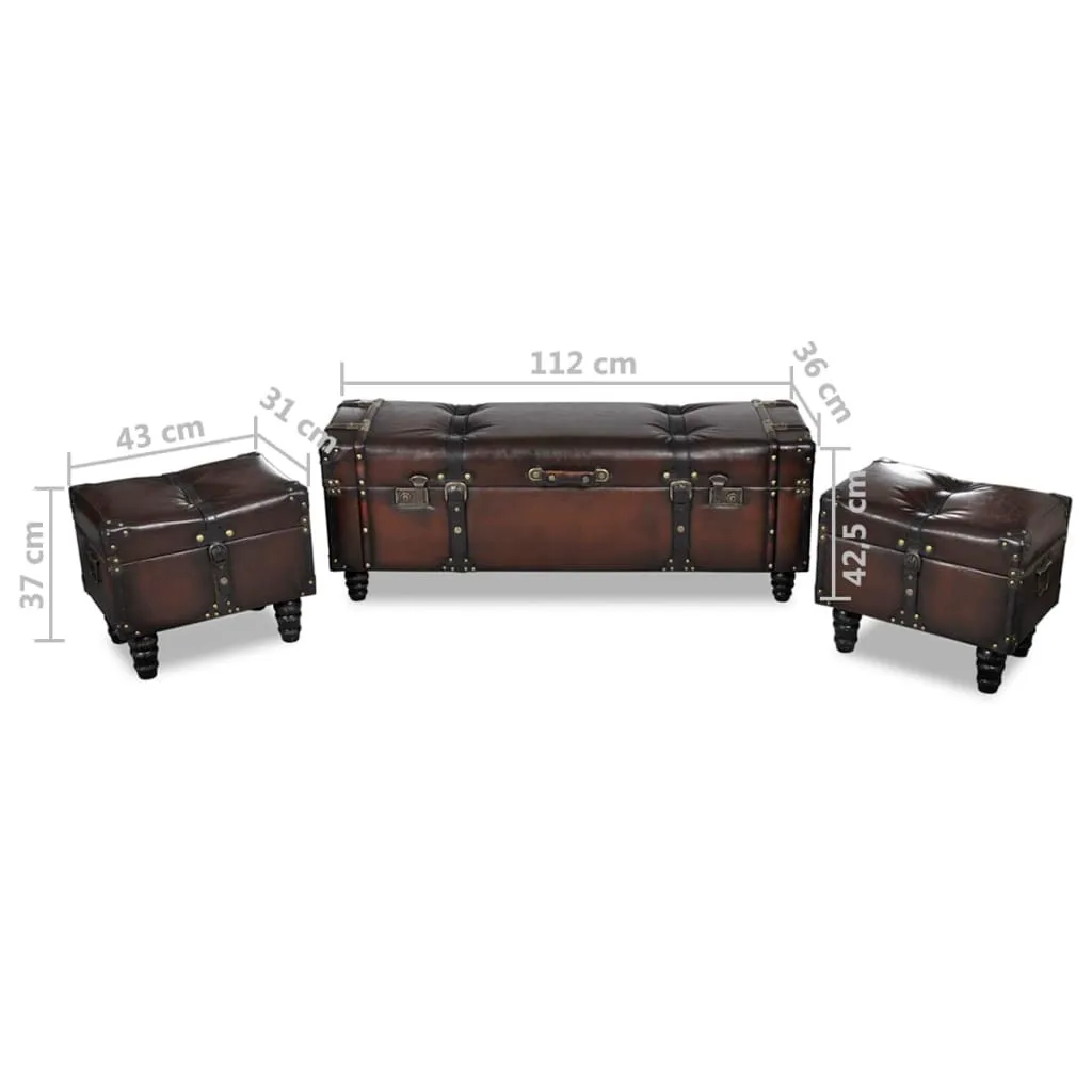 Solution de rangement gain de place : set 3 coffres-sièges marron chic - 11