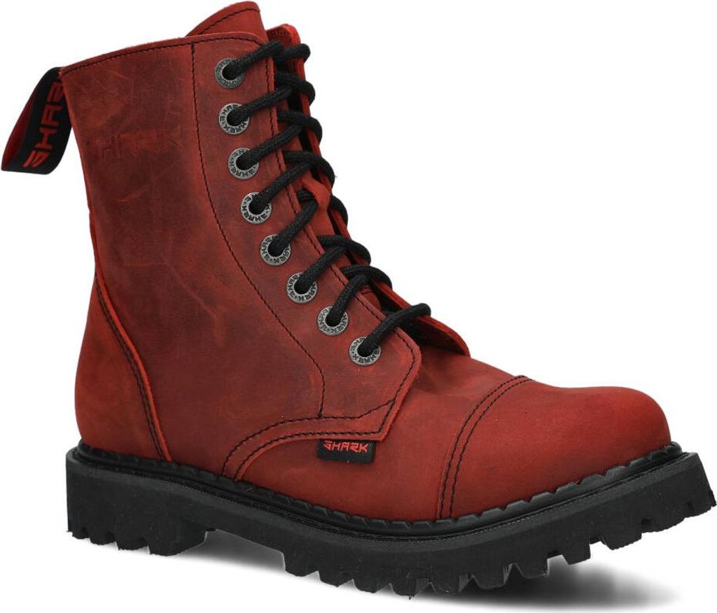 NAGABA Stiefel Damen Herren Springerstiefel 8-Loch - Leder - Rot - 41