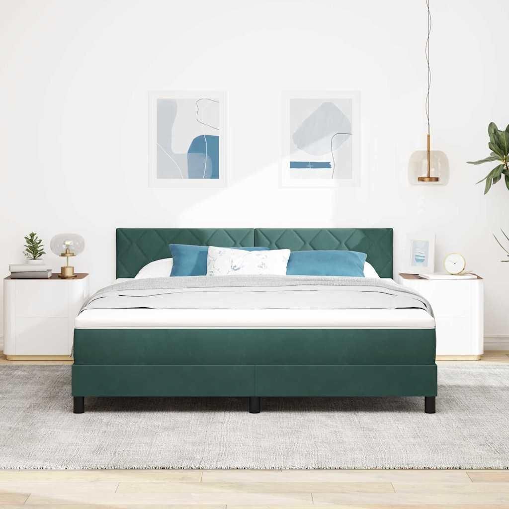 Maison Exclusive - LED Boxspringbett mit Matratze Dunkelgrün 180 x 200 cm Samt