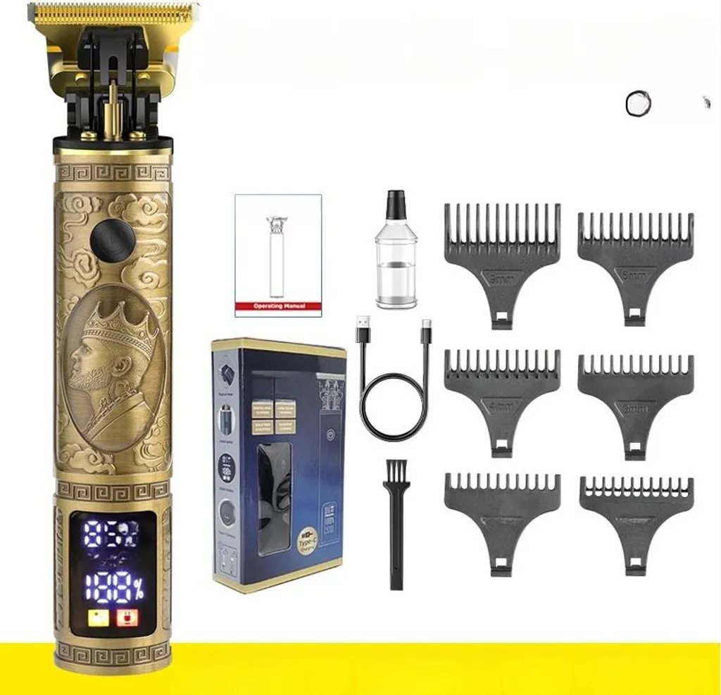 INF Tagliacapelli Elettrico Dorato con Display Digitale per Uomo, 1 Pezzo