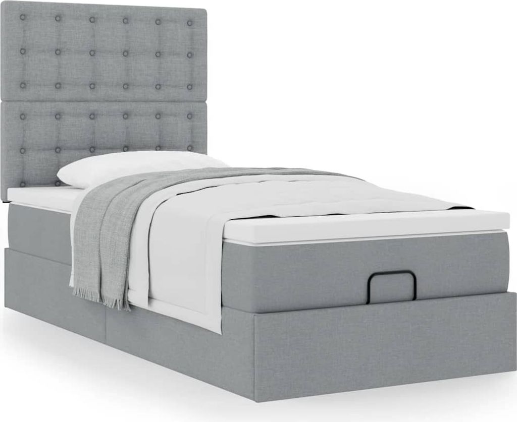 Maison Exclusive - Ottoman-Bett mit Matratze Hellgrau 90x190 cm Stoff
