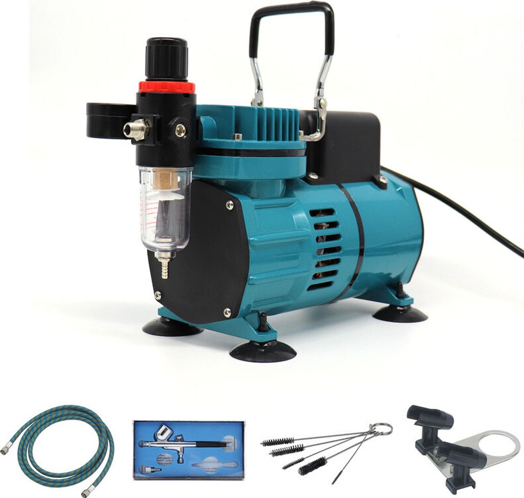 Air Compressor Painting Airbrush System Kit mit Professional Airbrushes Sets Schlauchhalter Double Fan