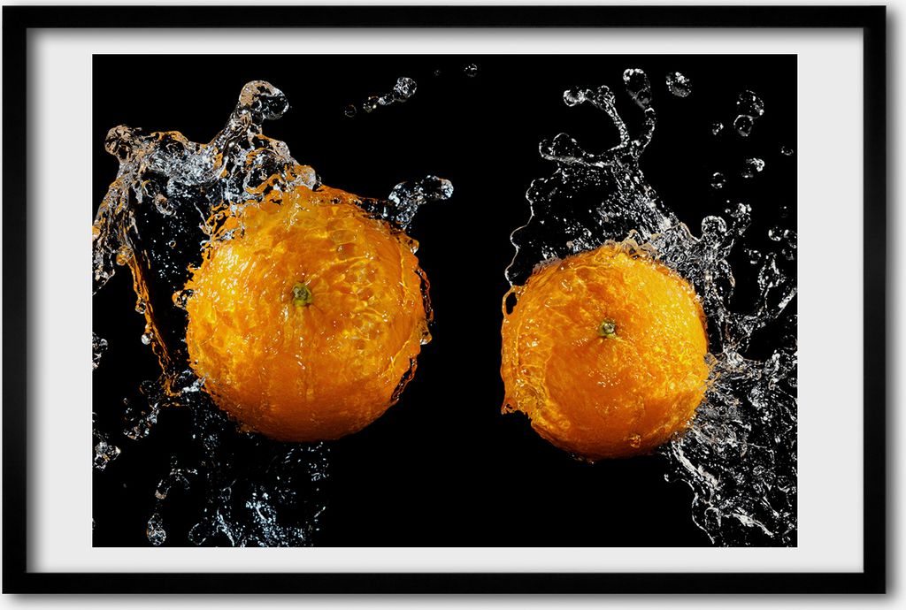 Bild 60x40 MDF-Rahmen, Wandkunst Orangen und Wasser