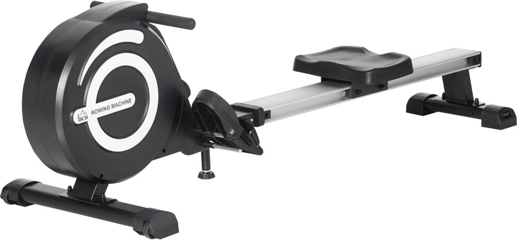 Klappbares Rudergerät mit leise Aluminiumrahmen, LCD-Monitor, 8 Widerstandsstufen, Schwarz/Silber