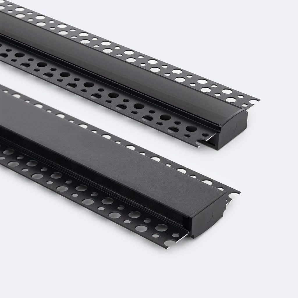 Aluminiumprofil Gipseinbau für LED Streifen bis 20mm Schwarz 2 m Schwarz transluzent