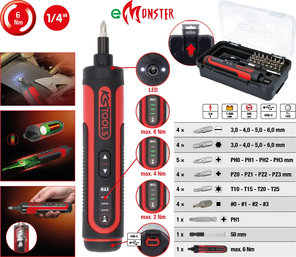 KS Tools eMONSTER Set Bussole a Batteria 1/4" 27pz | Offerta Professionale
