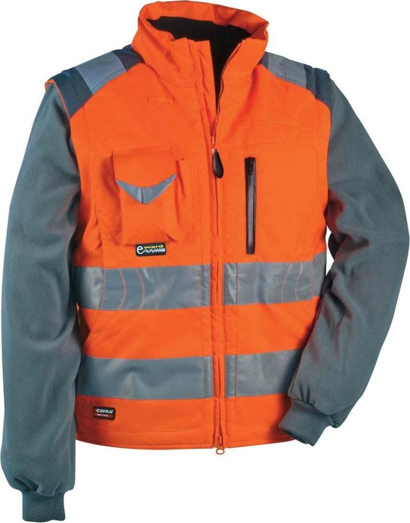 Cofra 2 in 1 Warnschutzjacke mit Fleeceärmel orange 58