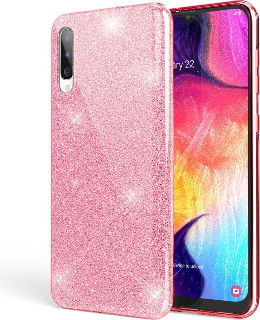 NALIA Glitzer Handyhülle für Samsung Galaxy A50, Diamant Schutzhülle Glitzer Handyhülle Pink