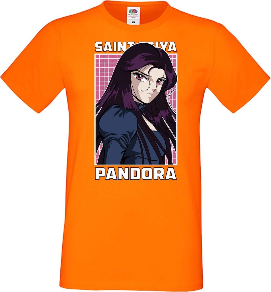 Herren T-Shirt Anime Manga Saint Anime Seiya Pandora, Man L / Orange