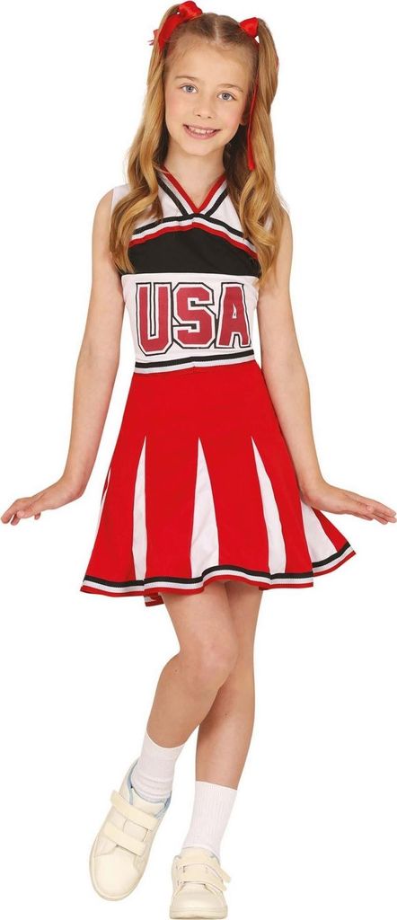 Fiestas Guirca - Cheerleader-Kostüm für Mädchen FG1100 (116) (Rot/Weiß)