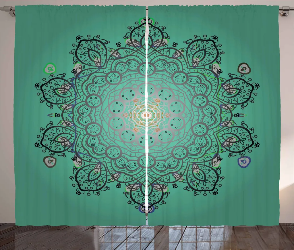 Tenda Mandala Verde ABAKUHAUS 280x175 - Arredamento Boho Camera Letto