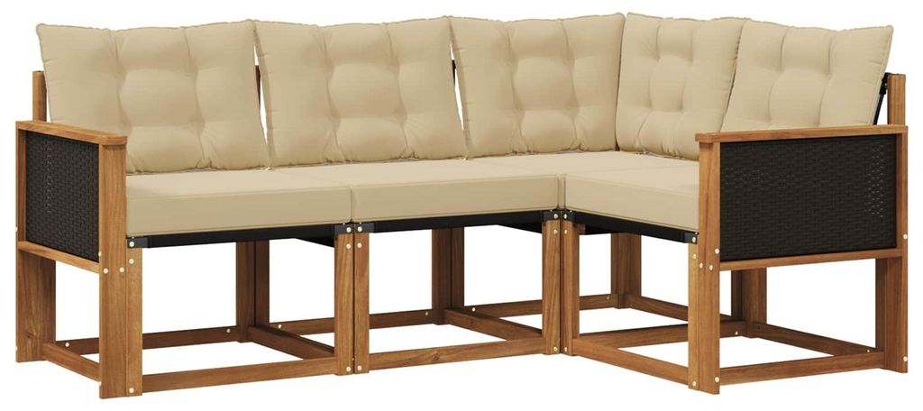 vidaXL Outdoor-Sofagarnitur mit Kissen 4 pcs Natur und Beige