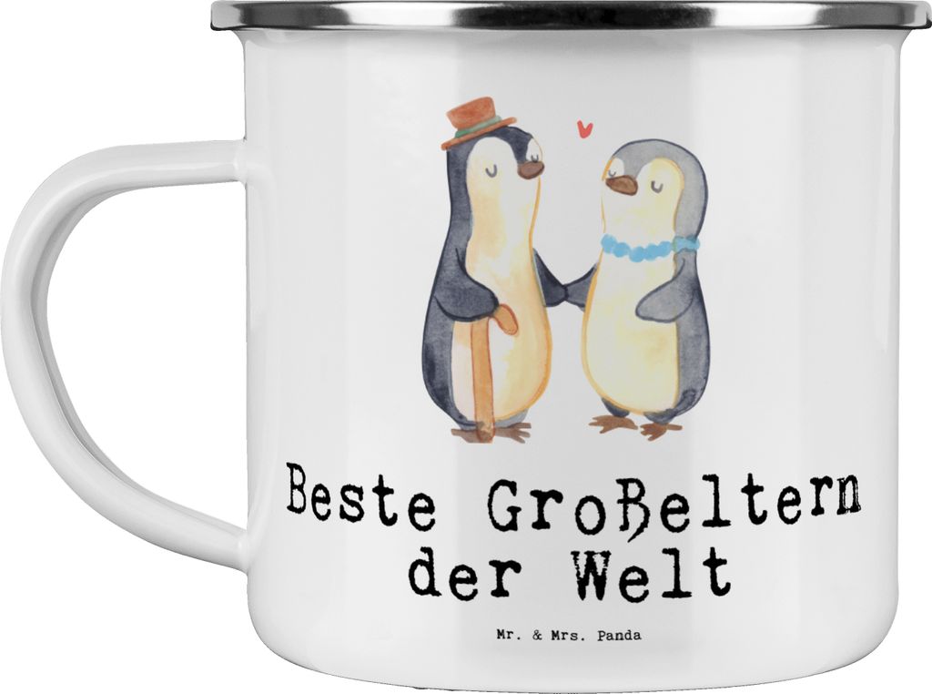 Mr. & Mrs. Panda Motivtasse Pinguin Beste Großeltern der Welt - Weiß - Geschenk, Teetasse, Geburtstag, Opa, Pott, Haferl, Emaille Tasse, Kleinigk...
