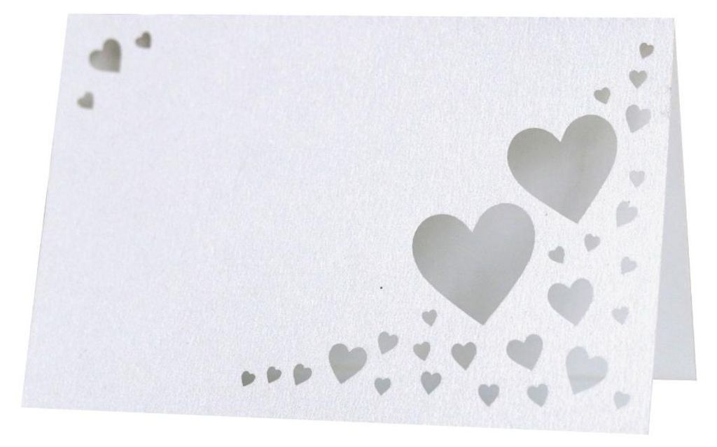 Set Mit 50 Tischkarten - Laser-Herz-Ausschnitt-Design, Elegante Tisch-Namensschilder Für Hochzeiten, Partys, Veranstaltungen(Weiß)