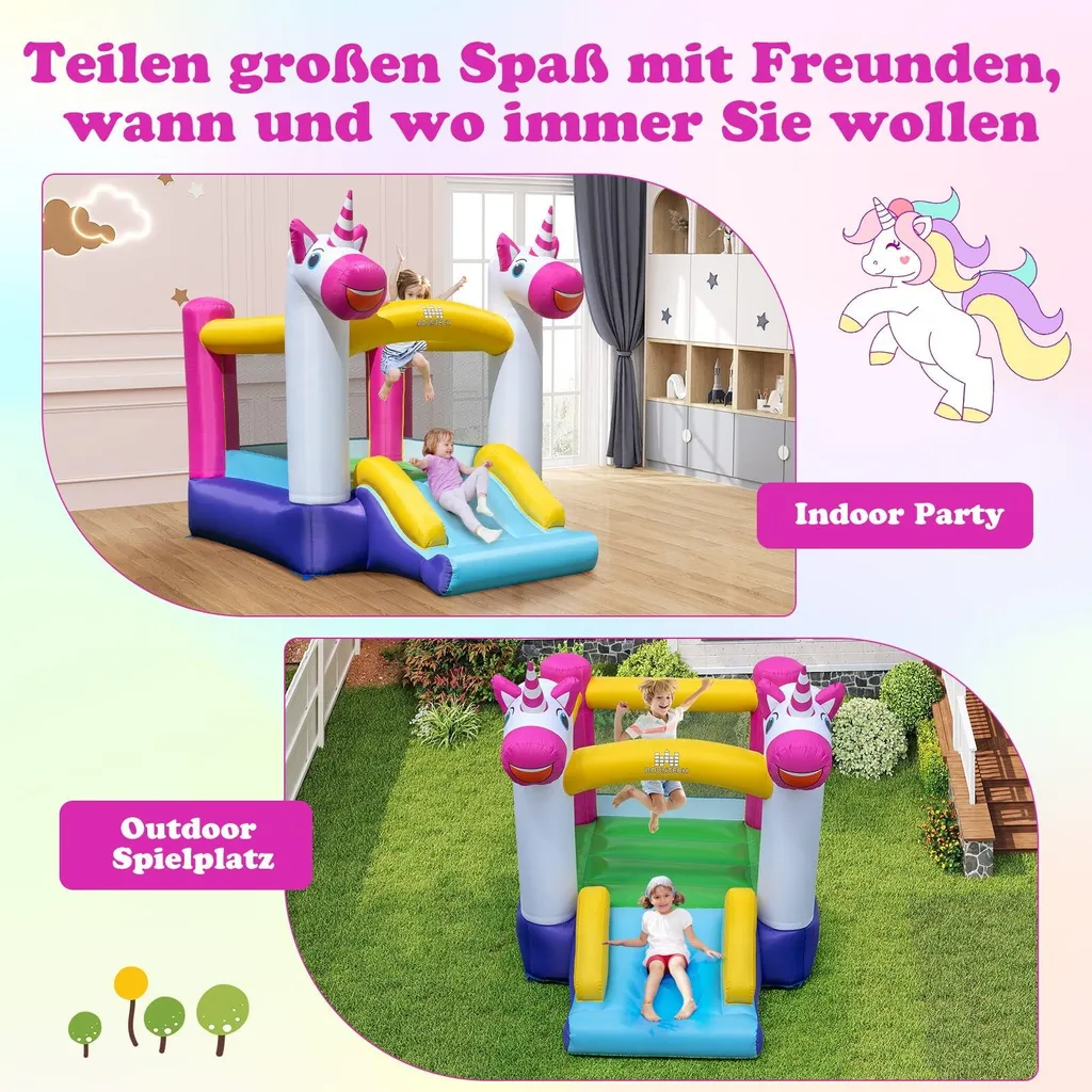 Château gonflable avec toboggan en tissu Oxford résistant pour jardin - 4