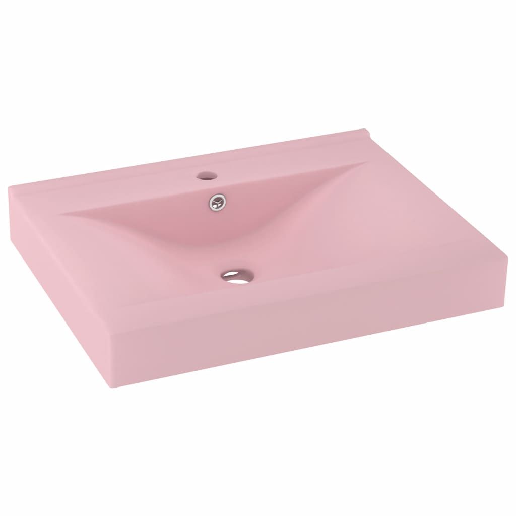 vidaXL Lavabo con foro per rubinetto rosa opaco 60x46 cm in Immagine del prodotto 