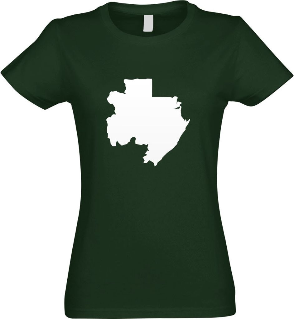 Kiwistar - T-Shirt tailliert - Damen - flaschengrün - Gabun Umriss Kontur - mit Motiv Bedruckt - Funshirt Design - Sport - Freizeit - Damen - XXL
