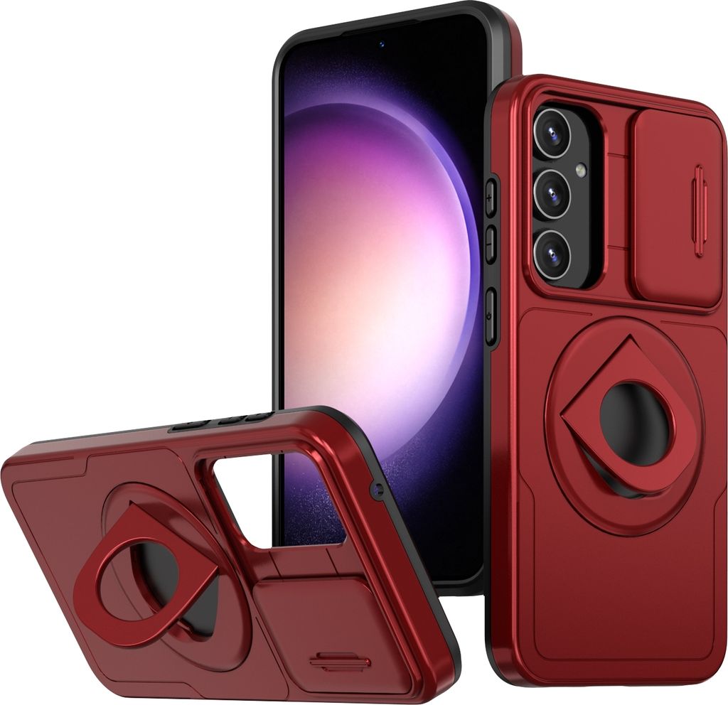 Für Samsung Galaxy S23 FE MagSafe Schock Ring Kamera Schutz Schutzhülle Cover Handy Hülle Tasche Case Rot