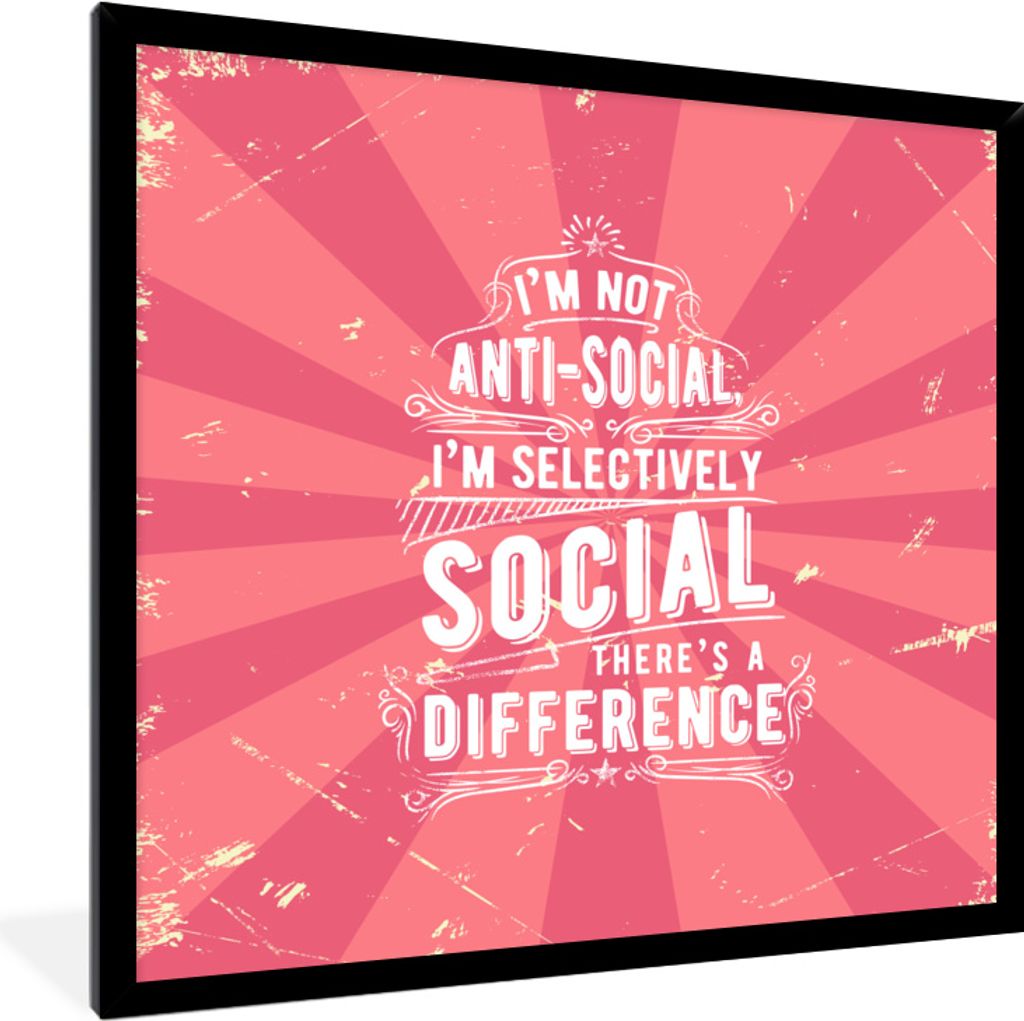 MuchoWow MuchoWow Gerahmtes Poster Jahrgang - Gestaltung - Text 40x40 cm - Poster mit zchwarzem Bilderrahmen - Mit Rahmen - Wanddekoration Schl...