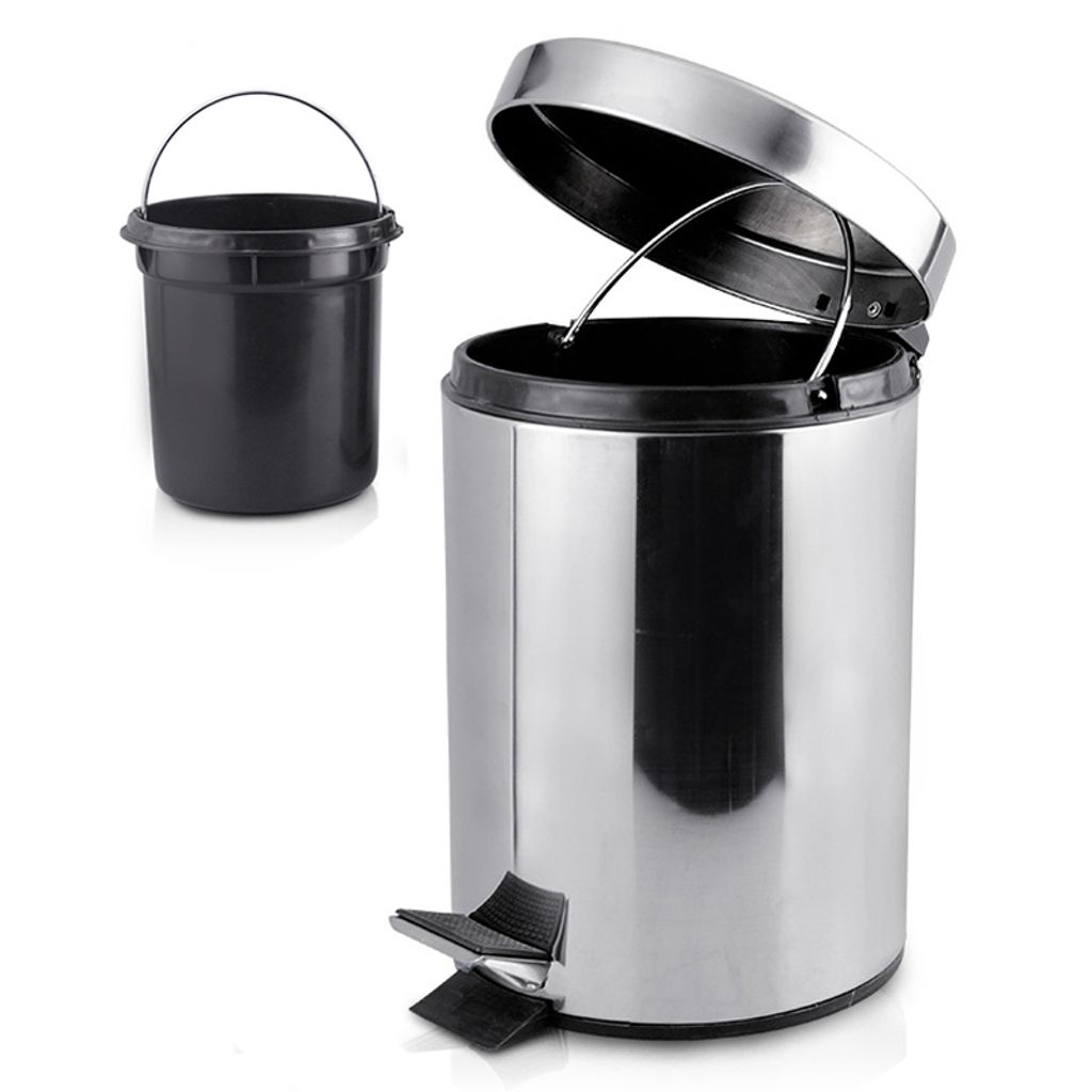 Mülleimer, 12L Abfalleimer, Edelstahl Treteimer, Produktbild 
