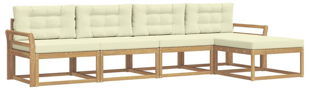 vidaXL Outdoor-Sofagarnitur mit Kissen 4 pcs Weiß und Creme Polyester