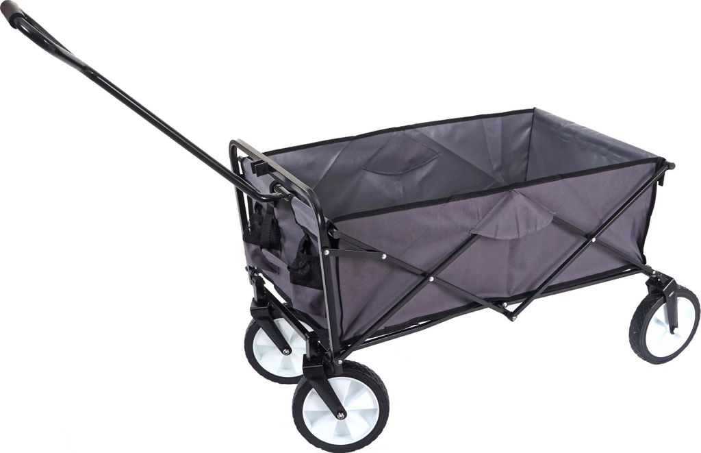 Faltbarer Bollerwagen MCW-E38, Handwagen Gartenwagen Transportwagen klappbar ohne Dach/Hecktasche grau
