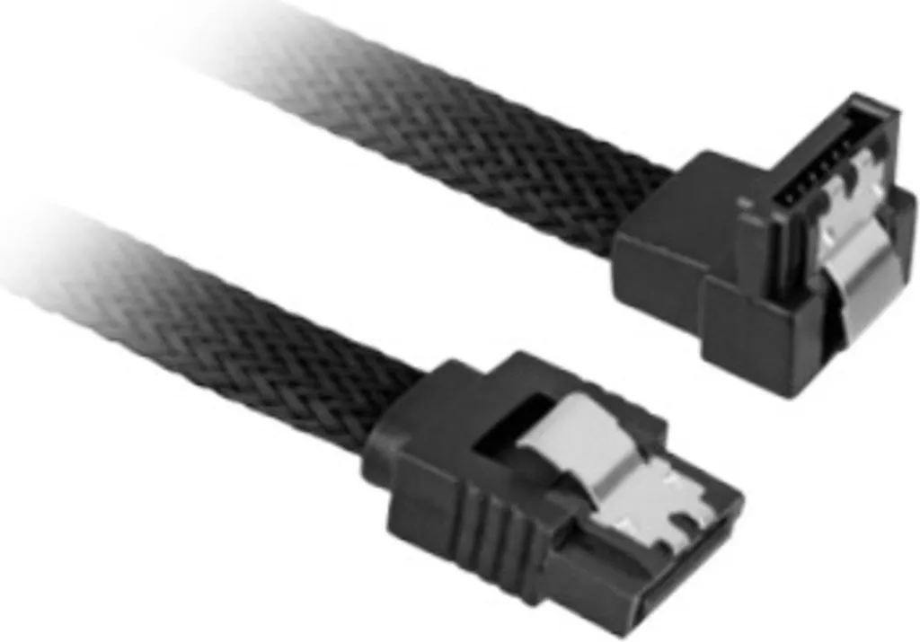 Câble SATA 3 coudé Shark de 30cm avec gaine premium noire de PC