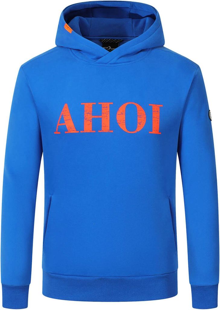 Blue Wave Uni Sweathoody mit AHOI-Print - Kapuzenpullover mit Taschen in Azur Größe 5XL