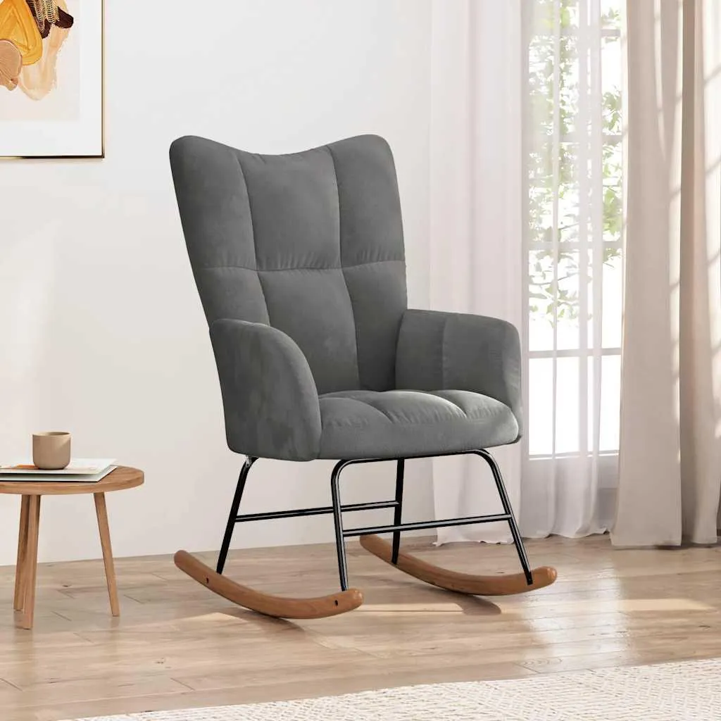 Sedia a Dondolo vidaXL Velluto Grigio: Offerta Online Imperdibile