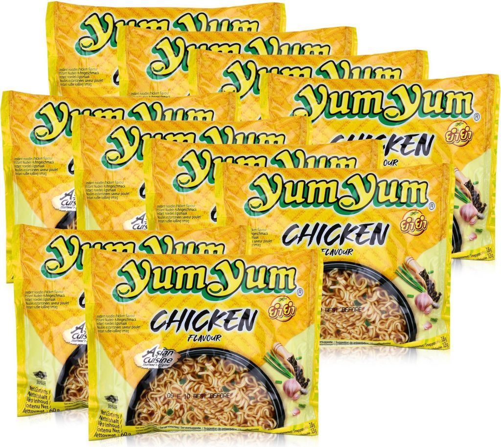 Yum Yum Instant Nudeln Huhn 60g - CHICKEN - Fertiggericht (10er Pack)
