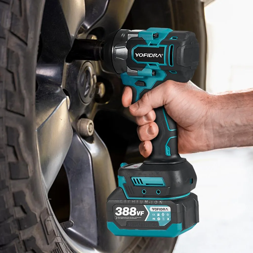 Gisam Clé à chocs électrique sans fil couple 1200 Nm, 1/2 pouce, avec moteur sans balais, compatible avec les batteries Makita 18 V | Outillage électroportatif