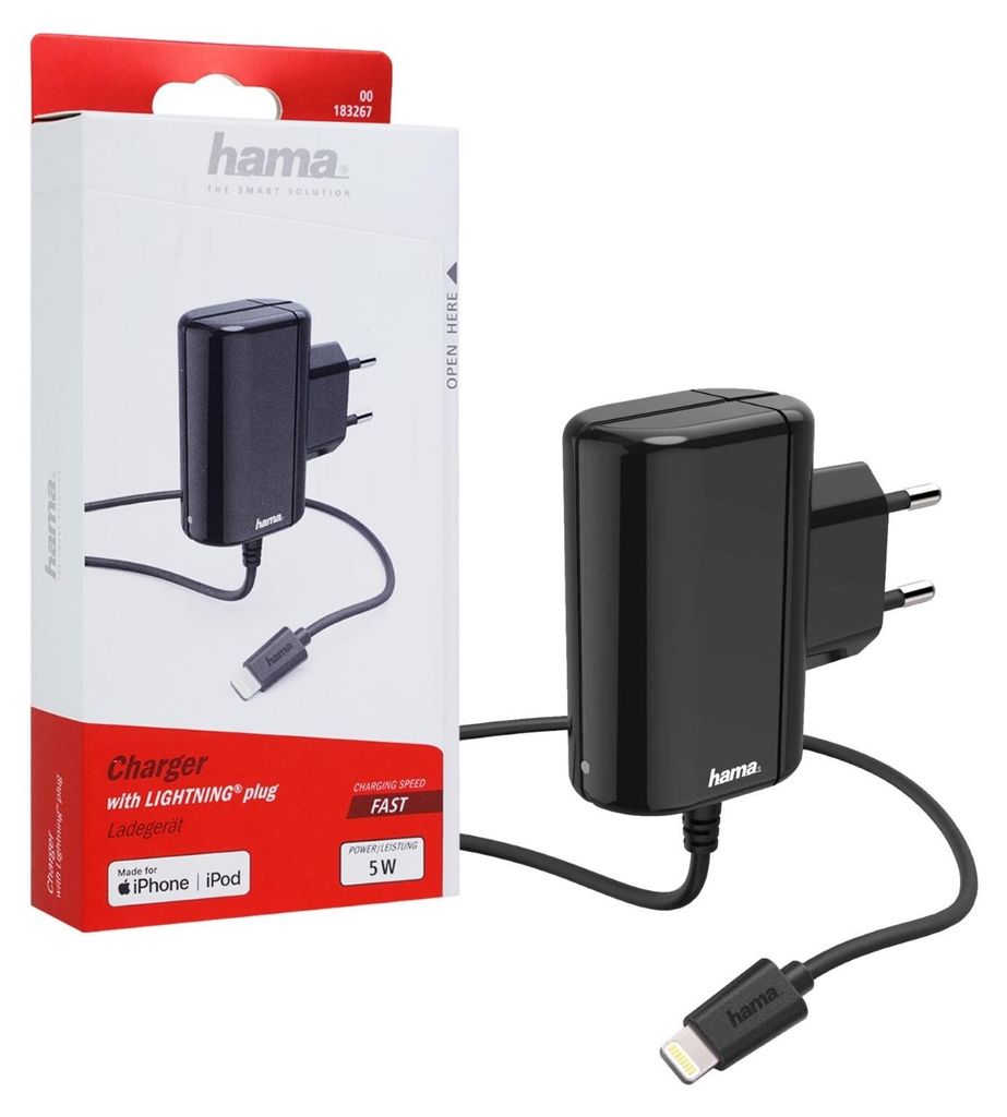 Hama Lightning, Drinnen, AC, 5 V, 1 m, Schwarz Produktbild 