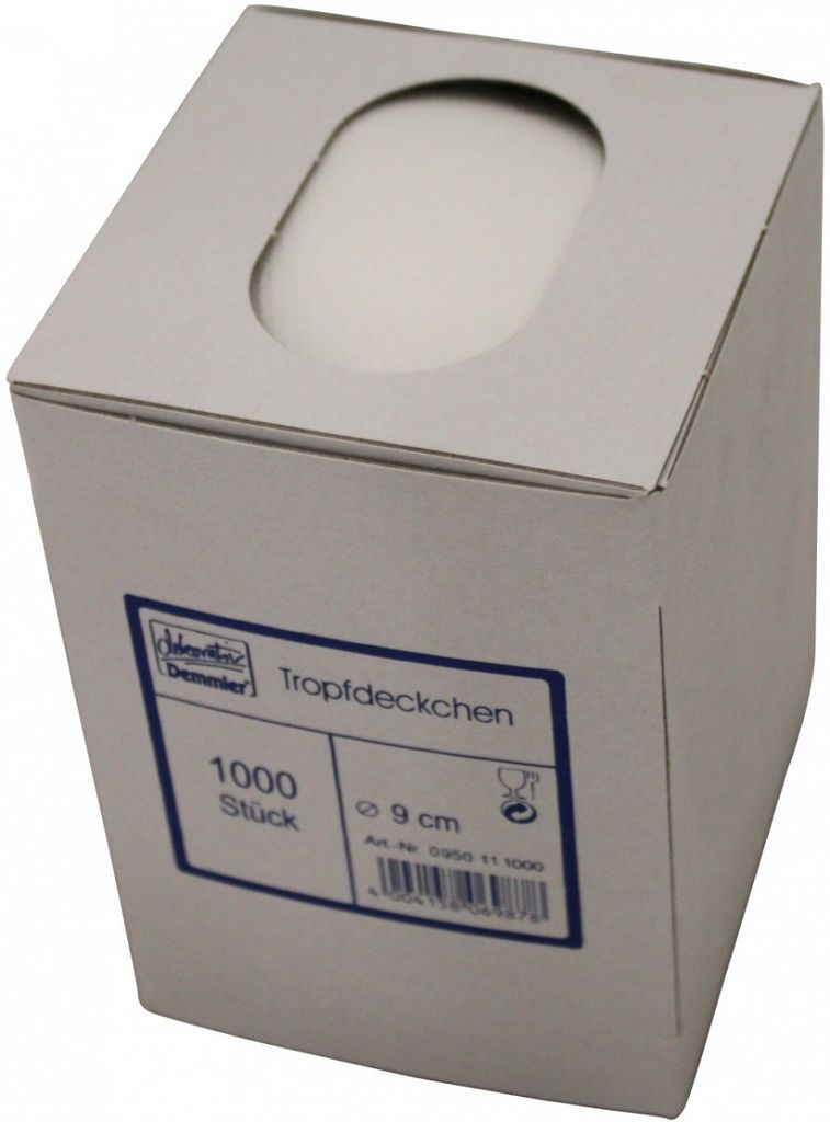 Demmler Tropfdeckchen rund 1000 Stück 9cm Produktbild 