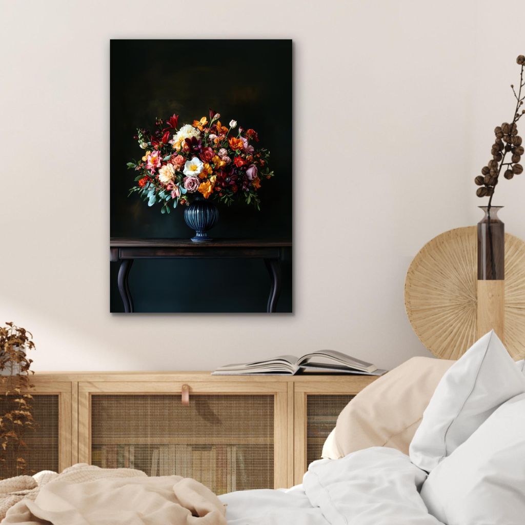 MuchoWow Wanddekoration Metall Metallbild Wandkunst 40x60 cm Groß - Blumen - Vase - Blumenstrauß MuchoWow Aluminium Gemälde - Wanddekoration aus...