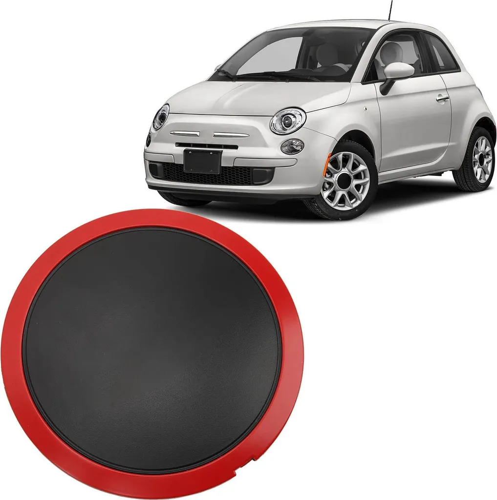 Coprimozzo centrale con finitura cromata 68078419AC, mozzo di ricambio resistente al calore per FIAT 500, lettera rossa cerchiata