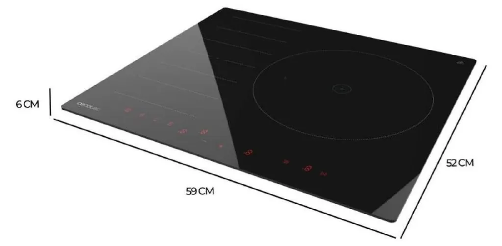 Table de cuisson induction 2 zones dont 1 modulable, puissance 7400W Noir